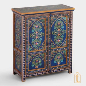 Hand-painted Wooden Blue  Color Home Decor Sideboard | Cabinet/Cupboard, Indian Decor Cabinet, Side Table, Handmade, Furniture,Made In India