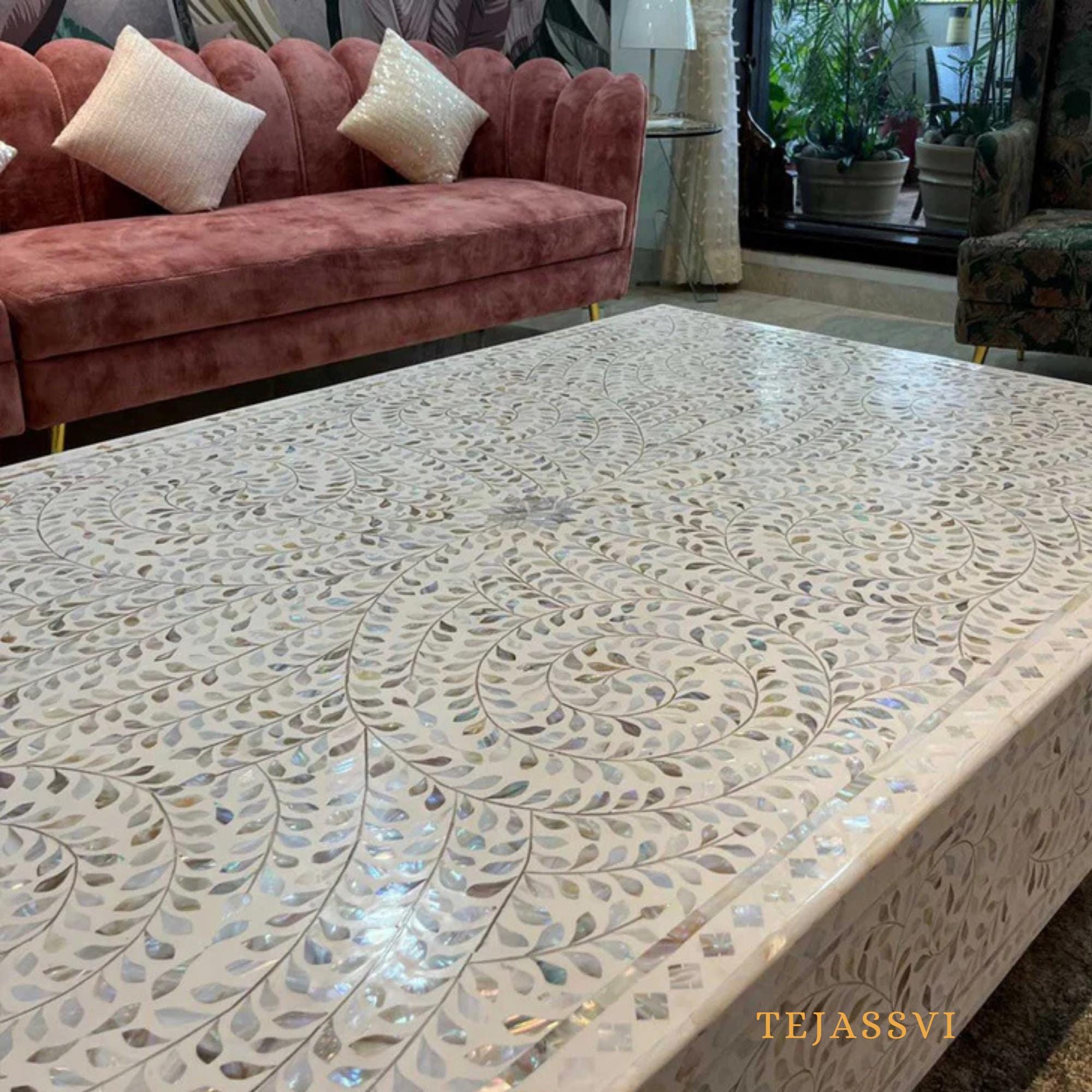 Mother of Pearl Inlay Coffee Table / MOP Inlay Centre Table / MOP Inlay ...
