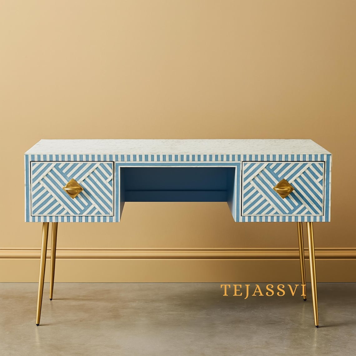 Bone Inlay Work Desk | Laptop Table | Console Table, Bone Inlay Optical ...