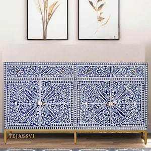 Wooden Handmade mother of pearl inlay floral Design Buffet, mother of pearl inlay Cabinet/wooden mop inlay living room furniture/side boards