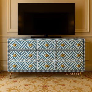 Bone inlay Buffet/Large Dresser Bone inlay 9 Drawer Dresser/Bone Inlay Sideboard/Bone Inlay Moroccan Chest of 9 Drawer/Bone Inlay Furniture,