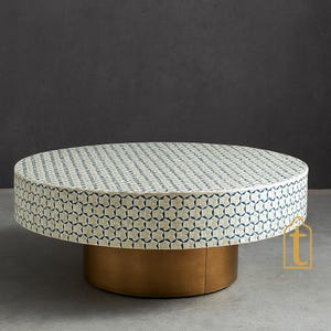 Bone Inlay Coffee Table/Center Table/Bone Inlay Moroccan Coffee Table/Bone Inlay Round Table/Bone Inlay Center Table/Wooden Coffee Table.