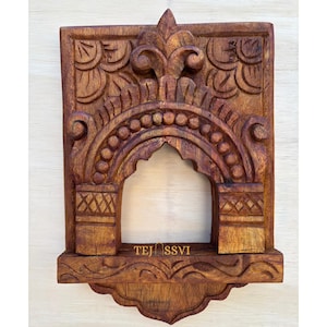 Wooden RAJASTHANI JHAROKHA WALL Art | Picture Frame Wall Decor Accent | Ethnic HandMade Carved Unique Collectible Wall Hanging Indian Art