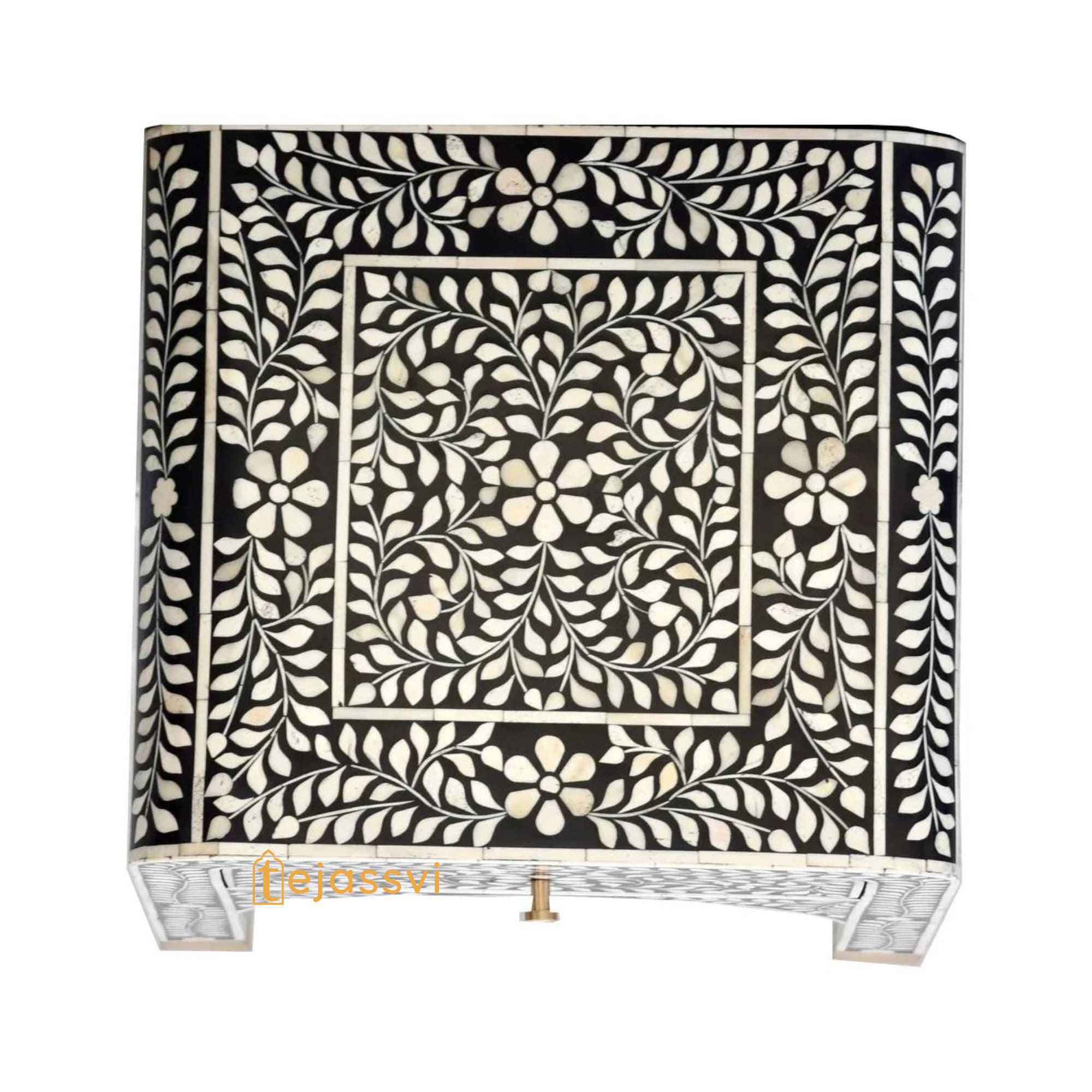 Modern Bone Inlay Bone Inlay Curved Bedside Floral Table/buffet/bone Inlay Bedside ...