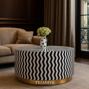 Wooden Bone Inlay Coffee Table/ Round Bone Inlay Coffee Table /Center Table/Bone Inlay Table/Coffee Table/Wooden Bone Inlay Cocktail Table.