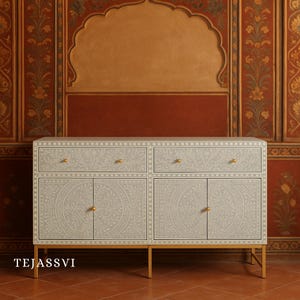 Bone Inlay Sideboard/Bone Inlay Buffet Table, Cabinet Table,Storage Unit,Bone Moroccan Inlay 4 Drawers,Chest of Drawers,Bone Inlay Dresser,