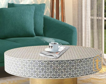 Handmade Wooden Modern Pattern Bone Inlay Coffee Table/Center Table/Bone Inlay Wooden Coffee Table Furniture/Floral design Center table.