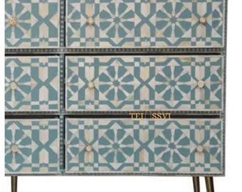 骨象嵌家具サイドボード ユニット / 骨象嵌チェスト 9 段引き出し付き