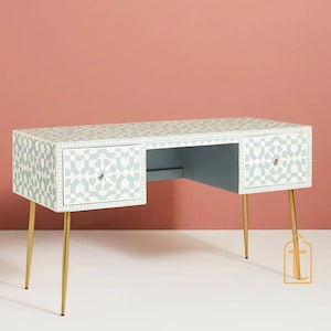 Bone Inlay Work Desk | Laptop Table | Console Table | Bone Inlay Wooden ...