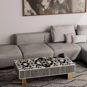 Bone Inlay Coffee Table/ Handmade Bone Inlay Coffee Table/Wooden Centre Coffee Table/Bone Inlay Home Decor Furniture/Bone Inlay coffee Table