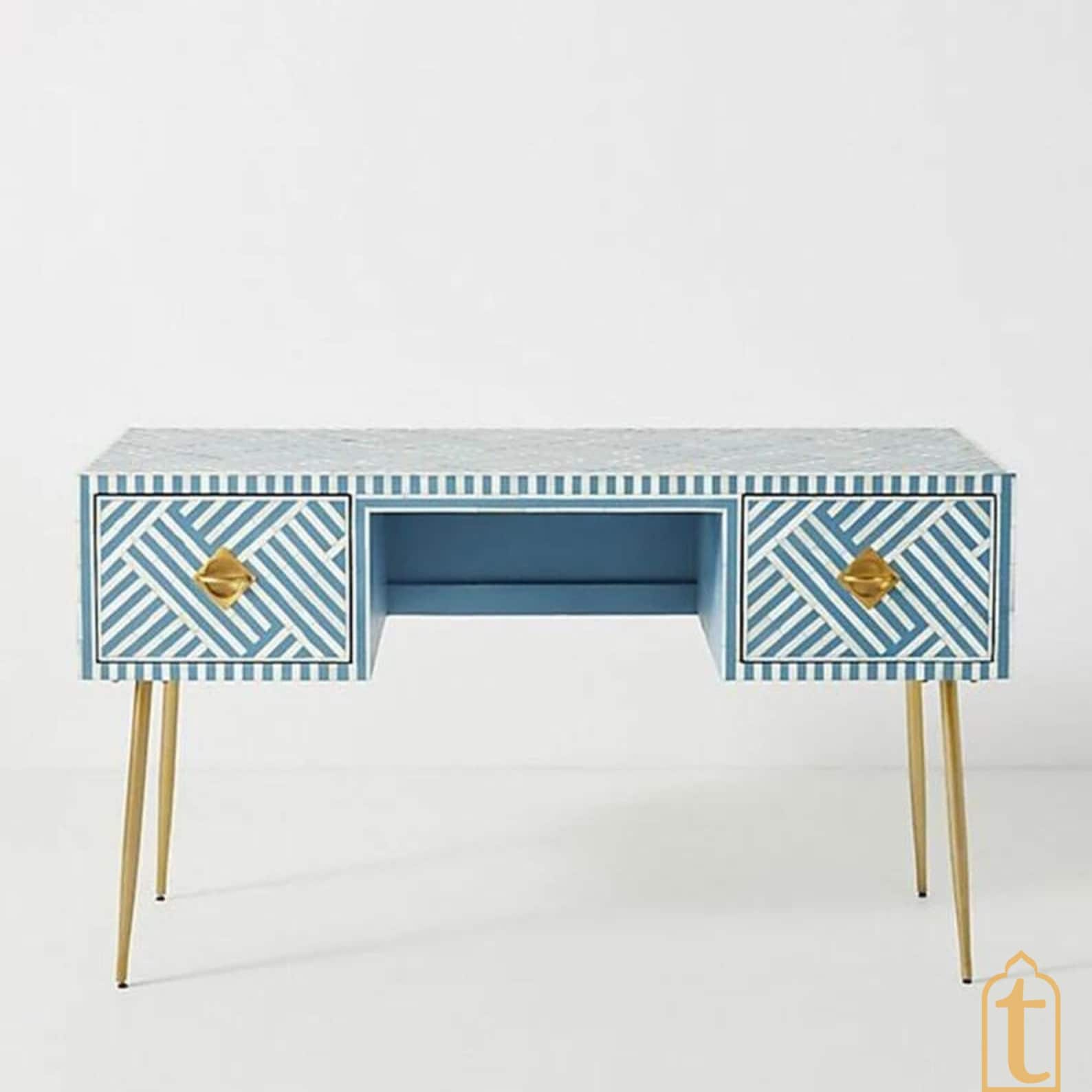 Bone Inlay Work Desk | Laptop Table | Console Table, Bone Inlay Optical ...