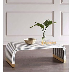 Bone Inlay Coffee Table/Modern Coffee Table Furniture/Bone Inlay Centre Table/Home & Office Waterfall Coffee Table/Wooden Laptop Table.