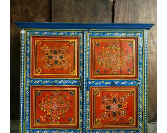 Vintage Hand Painted Cabinet |artistically Painted Cabinet