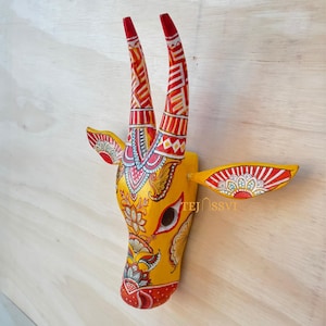 Wooden Wall  Cow Head | Bull | Nandi Head Mask Wall Décor. Wooden Hanging. Ethnic Indian Art Best Minimalist Gift Idea for Christmas/Diwali