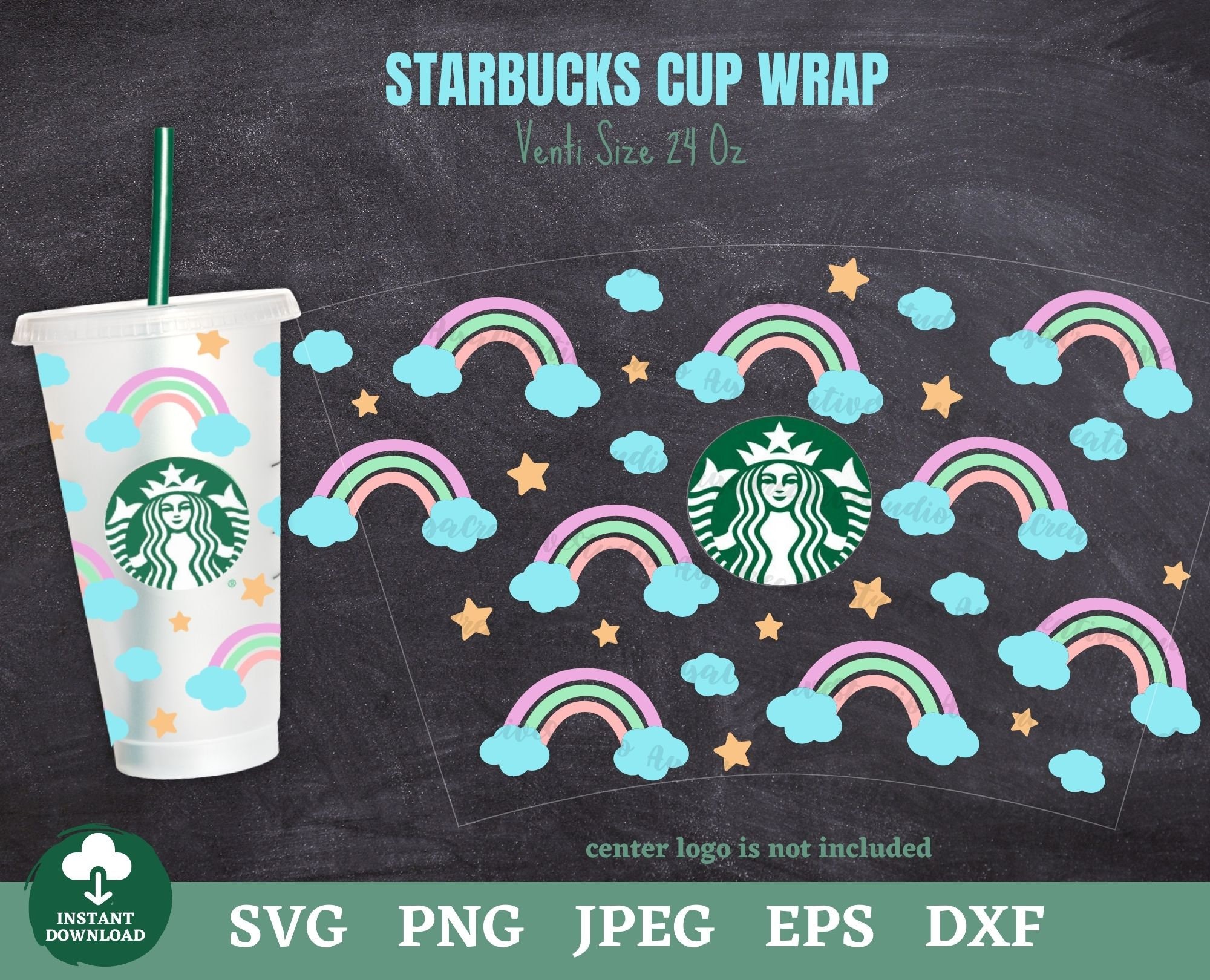 Rainbow Starbucks Svg Cloud Starbucks Svg Sky Starbucks Svg Etsy