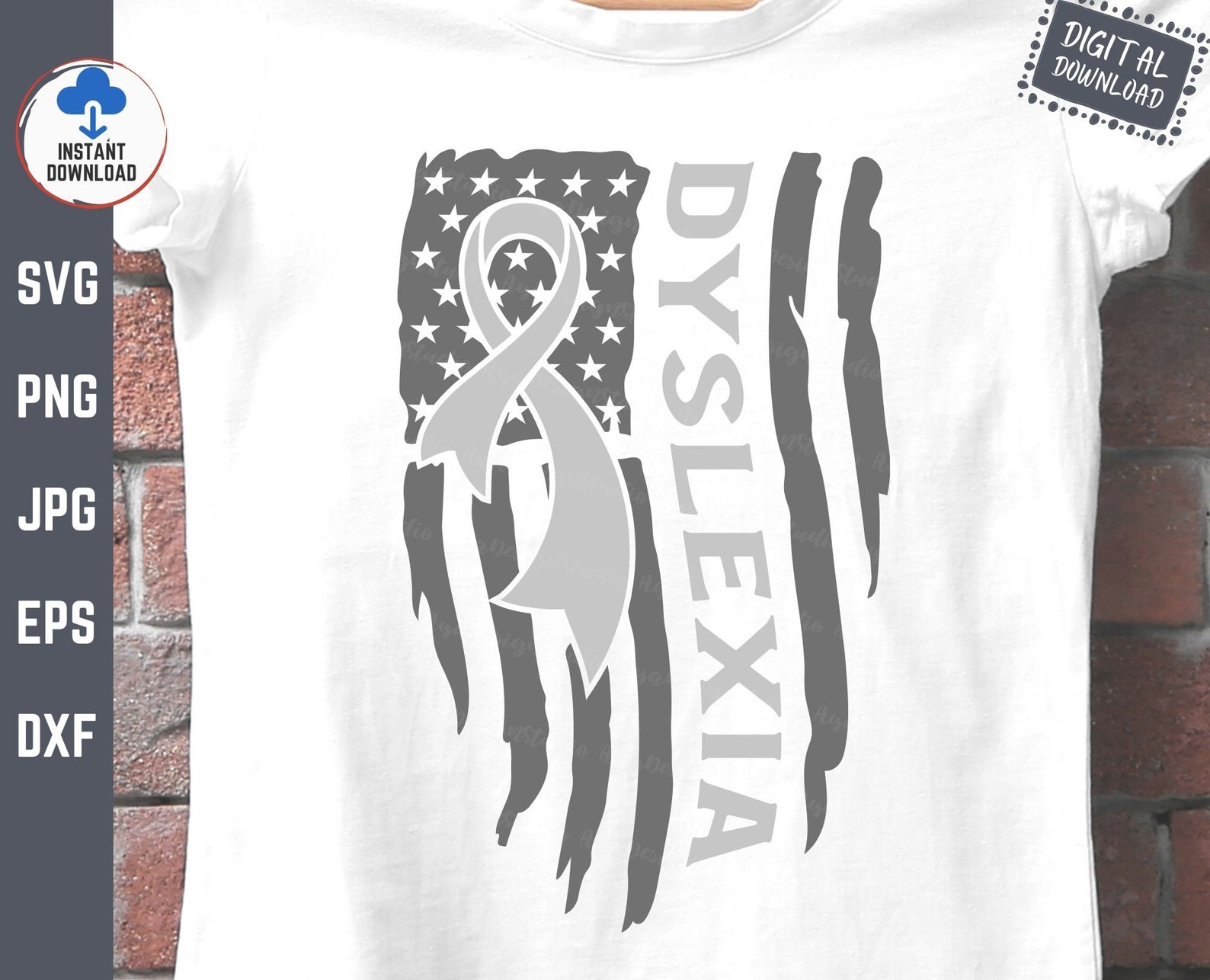 Dyslexia Ribbon American Flag Svg, Dyslexia Awareness Svg, Dyslexia USA ...