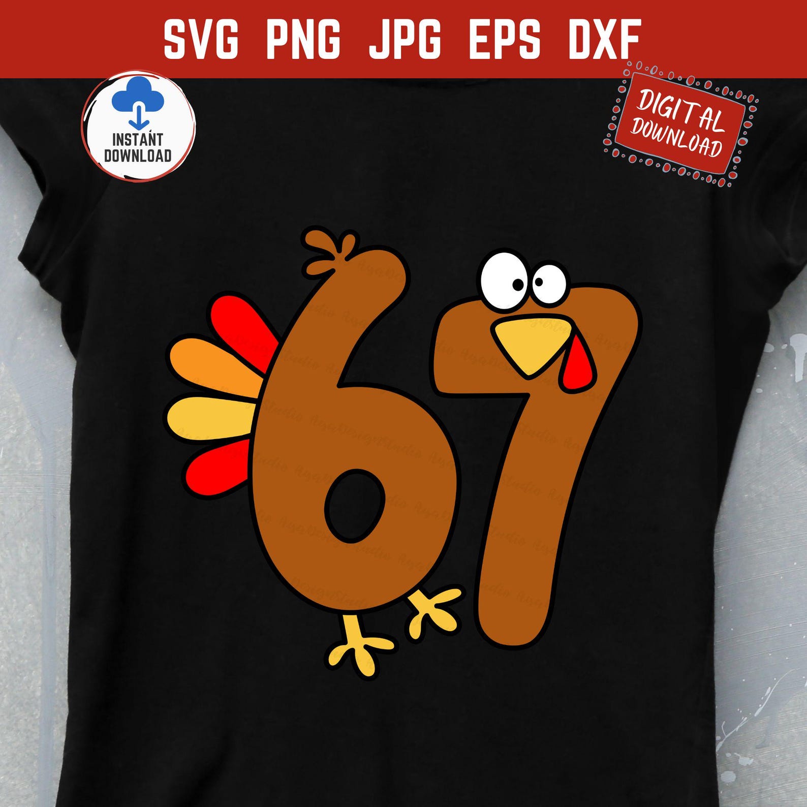 67 Turkey Funny Thanksgiving SVG PNG, Funny Fall Turkey Number Six ...