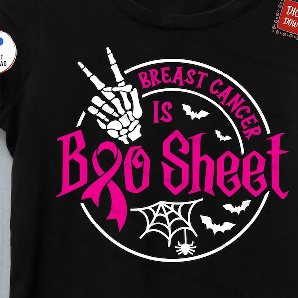 Breast Cancer Is Boo Sheet Skeleton Hand Svg, Funny Halloween Breast Cancer Awareness Ribbon Svg, Pink October Breast Cancer Svg