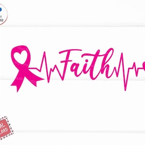 Faith Heartbeat Ribbon Svg, Breast Cancer Awareness Svg, Breast Cancer Ribbon Svg, Faith Heartbeat Breast Cancer Ribbon Svg