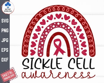 Sickle Cell Awareness Rainbow Svg, Sickle Cell Fighter Support Svg, Sickle Cell Awareness Svg, Sickle Cell Survivor Svg