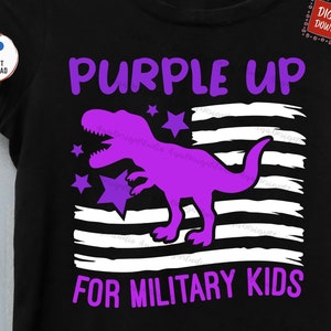 Purple Up For Military Kids American Flag Dinosaur Svg, Proud Military Family Svg, Military Child USA Flag, Month of the Military Child Svg