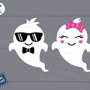 Little Ghost with Bow Svg, Cute Ghosts Svg, Boy Ghost Svg,  Girl Ghost Svg, Baby Halloween Svg, Kids Halloween Svg, Ghost Svg