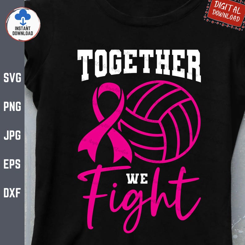 Together We Fight Volleyball Svg, Pink Ribbon Breast Cancer Awareness
