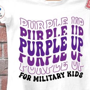 Purple Up For Military Kids Svg, Proud Military Family Svg, Military Child Svg, Month of the Military Child Svg, Retro Groovy Purple Up Svg