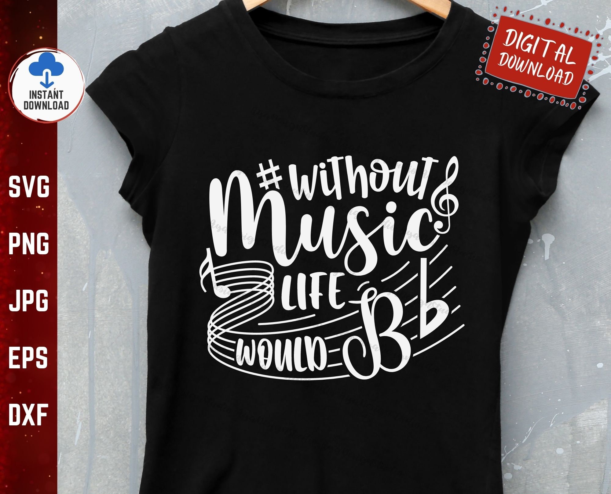 Without Music Life Would Be b Flat Musician Gift Digital Art by Haselshirt  - Fine Art America