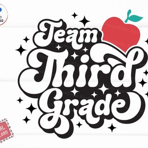 Team Third Grade Groovy Svg, Team Third Grade Svg, Third Grade Teacher Svg, Third Grade Squad Svg, First Day Of School Svg