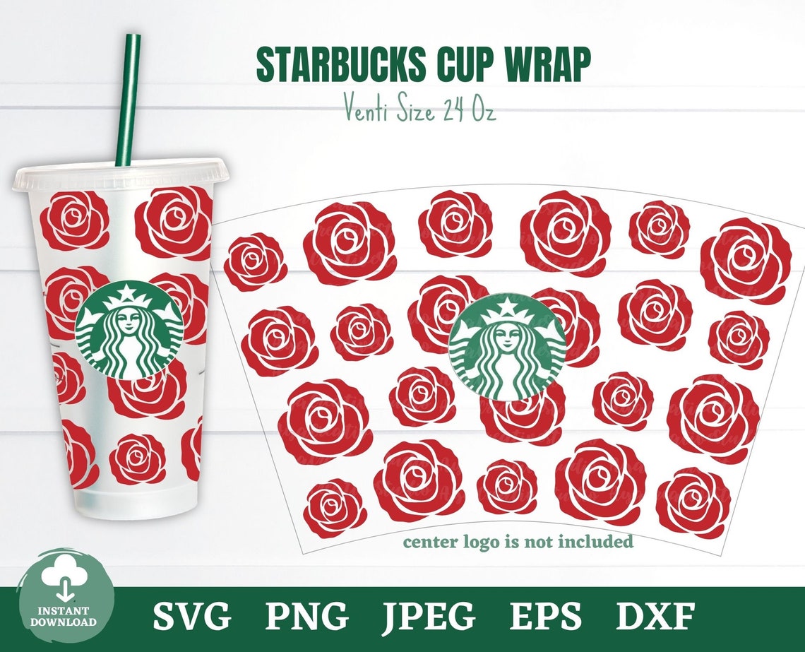 Download Roses Starbucks Svg Flower Starbucks Full Wrap Floral | Etsy