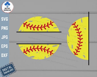 Softball Split Svg, Softball Monogram Frame Svg, Softball Name Frame Svg, Softball Grunge Distressed Svg, Softball Mom Shirt Svg
