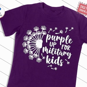 Purple Up For Military Kids Svg, Proud Military Family Svg, Military Child Dandelion Svg, Month of the Military Child, Patriotic Military