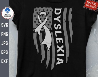 Dyslexia Ribbon American Flag Svg, Dyslexia Awareness Svg, Dyslexia USA Flag Svg, Dyslexia Fighter Support Svg