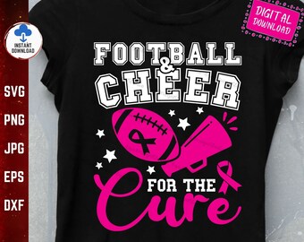 Football and Cheer for The Cure Svg, Cheer for The Cure Svg, Breast Cancer Awareness Football Pink Ribbon Svg, Football Breast Cancer Svg