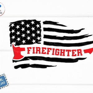 Firefighter American Flag Svg, Fire Dept USA Flag Svg, Fireman USA Distressed Flag Svg, Grunge Flag Patriotic Fireman Svg