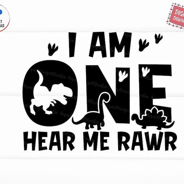 I am One Hear Me Rawr Svg, 1st Birthday Kids Svg, First Rawr Birthday Svg, First Birthday Saurus Svg, Dinosaur Birthday Boy Svg