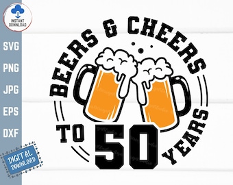 ビールで 50 周年を祝う SVG、ビールで 50 周年を祝う SVG、50 周年を祝う SVG、ビールジョッキで 50 歳の誕生日を祝う SVG