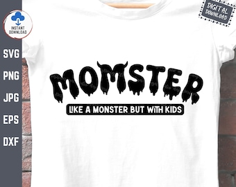 Mamma som ett monster men med barn Groovy Svg, Rolig Halloween Mamma Svg, Mammaliv Halloween Svg, Familjematchning Halloween Svg