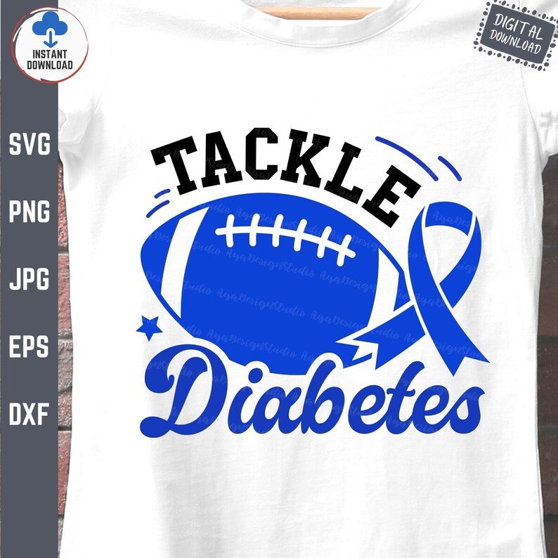 Tackle Diabetes Svg, Tackle Diabetes Football Svg, Diabetes Awareness ...