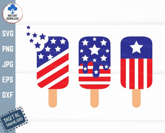 Patriotic Ice Cream Svg Ice Cream Flag Svg Popsicle USA Flag | Etsy