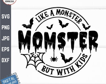 Mamma som ett monster men med barn Svg, Mammaliv Halloween Svg, Rolig Halloween Mamma Svg, Familjematchning Halloween Svg