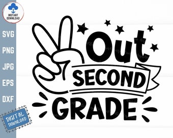 Peace Out Second Grade Svg, Kinder Abitur Shirt Svg, Letzter Schultag Svg, Letzter Tag der zweiten Klasse Svg, Zweite Klasse Shirt Svg
