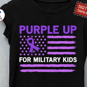 Purple Up For Military Kids American Flag Svg, Proud Military Family Svg, Military Child USA Flag Svg, Month of the Military Child Svg