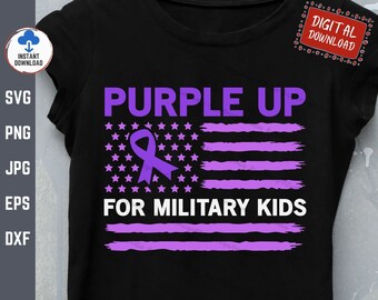 Purple Up For Military Kids American Flag Svg, Proud Military Family Svg, Military Child USA Flag Svg, Month of the Military Child Svg