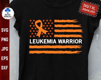 Leukemia Warrior American Flag Svg, Leukemia Warrior Svg, Leukemia Awareness Ribbon Svg, Leukemia Survivor Svg, Leukemia Cancer Svg