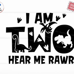 I am Two Hear Me Rawr Svg, 2nd Birthday Kids Svg, Second Rawr Birthday Svg, Second Birthday Saurus Svg, Dinosaur Birthday Boy Svg