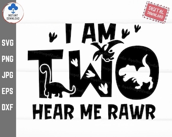 I am Two Hear Me Rawr Svg, 2nd Birthday Kids Svg, Second Rawr Birthday Svg, Second Birthday Saurus Svg, Dinosaur Birthday Boy Svg