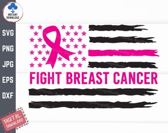 Breast Cancer American Flag Svg, Fight Breast Cancer Svg, Breast Cancer Awareness Pink Ribbon Svg, Breast Cancer USA Flag Svg
