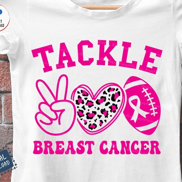 Tackle Breast Cancer Svg, Football Breast Cancer Ribbon Svg, Breast Cancer Awareness Football Svg, Tackle Breast Cancer Football Svg